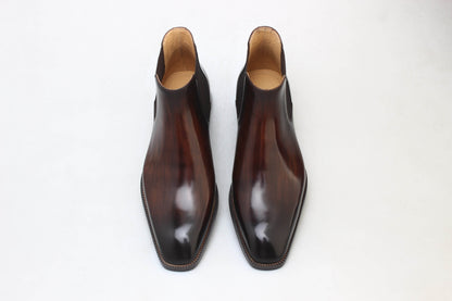 Hand Painted Patina Chelsea Boots - Vintage Brown - Clearance Sale | Hides&Cult