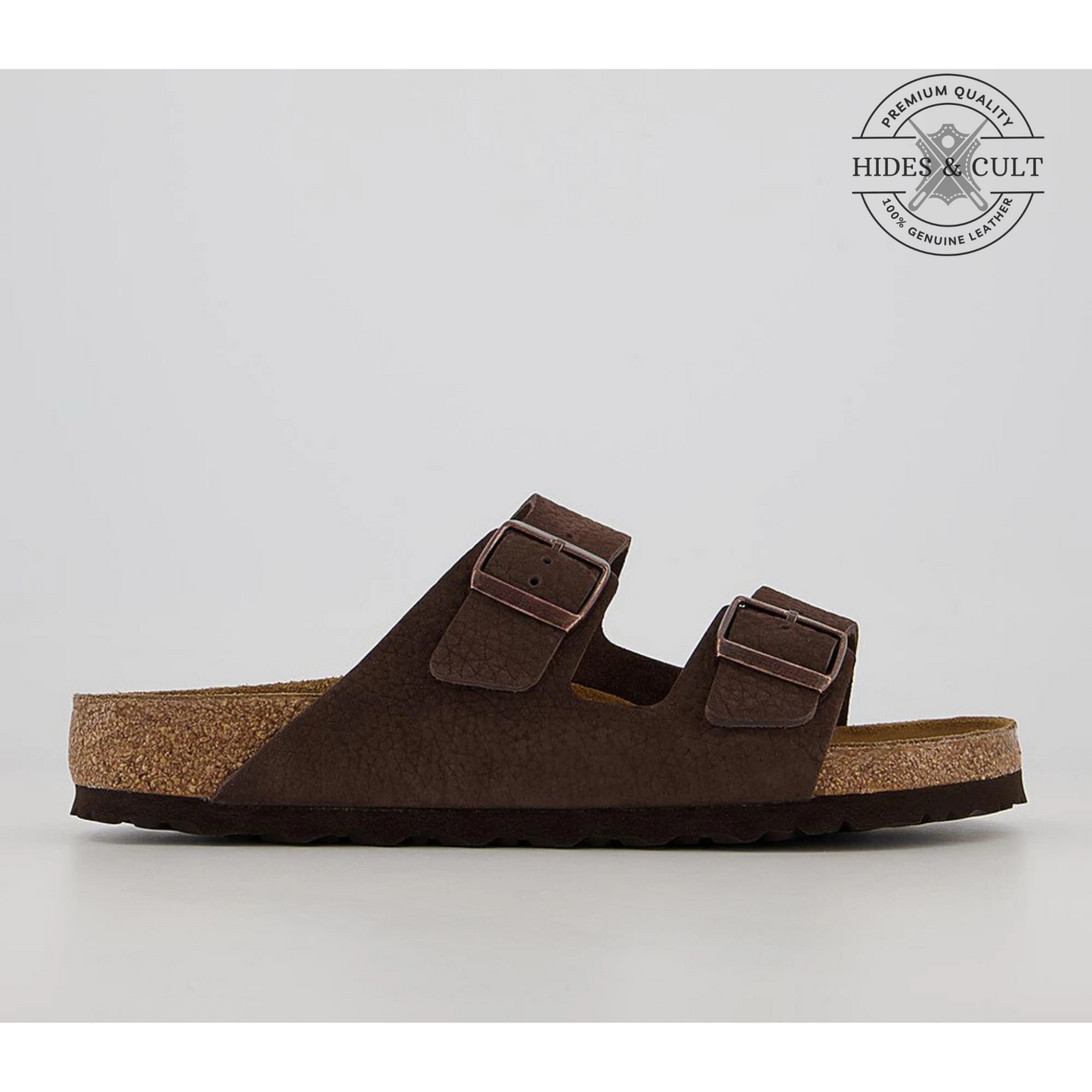California Two Strap Sandals in Nubuck Brown Leather Men's | Hides&Cult