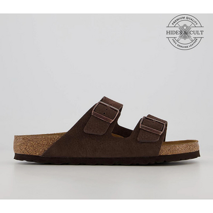 California Two Strap Sandals in Nubuck Brown Leather Men's | Hides&Cult