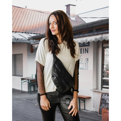 Black Lightweight Buttery Soft Leather Sling Bag