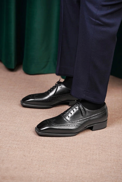 Black Full Oxford Brogue Shoes | Hides&Cult