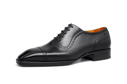 Black Toe Cut Oxford Brogue Shoes | Hides&Cult