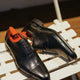 Black Cap Toe Leather Oxfords - Italian Square Toe | Hides&Cult