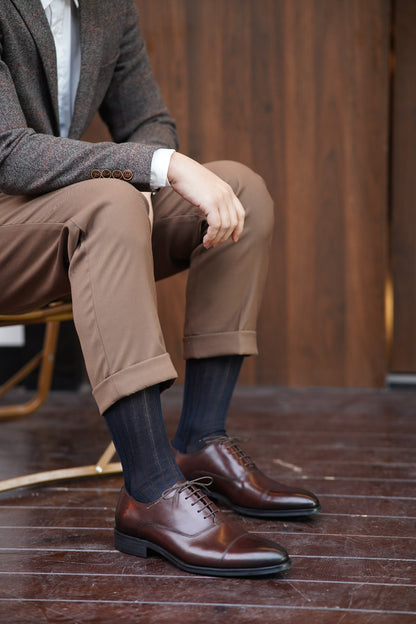Brown Cap Toe Leather Oxfords - Round Toe | Hides&Cult