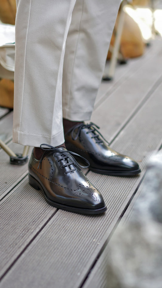 Black Luxury Italian Brogue Shoes | Hides&Cult