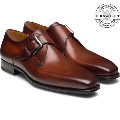 Brown Classic Single Monk Strap Leather Shoes - CLEARANCE EVENT