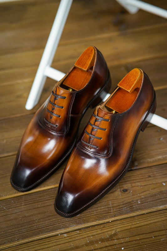 Patina Tan Derby Lace Up Shoes | Hides&Cult