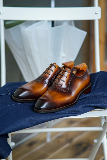 Patina Tan Derby Lace Up Shoes | Hides&Cult