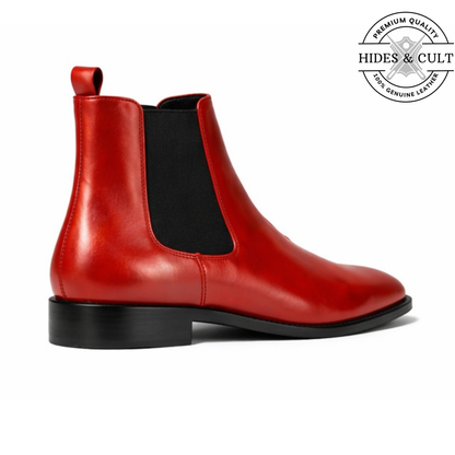 Red Leather Party-wear Chelsea Boots | Hides&Cult