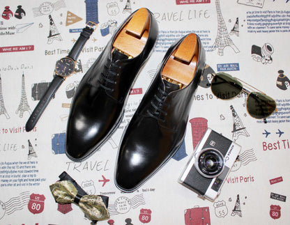 Black Derby Lace Up Shoes - Pointed Toe | Hides&Cult