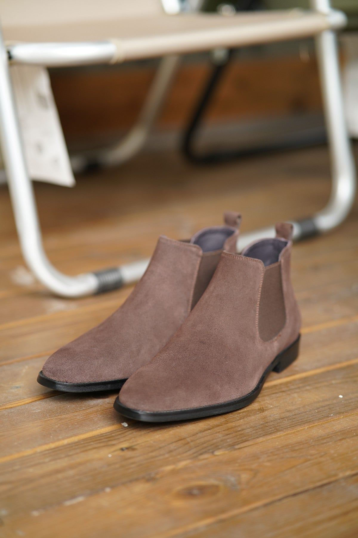 Brown Suede Side Elastic Genuine Leather Boots - CLEARANCE EVENT