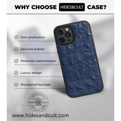 Luxury Black Bold Grain Shockproof Genuine Leather Iphone Case