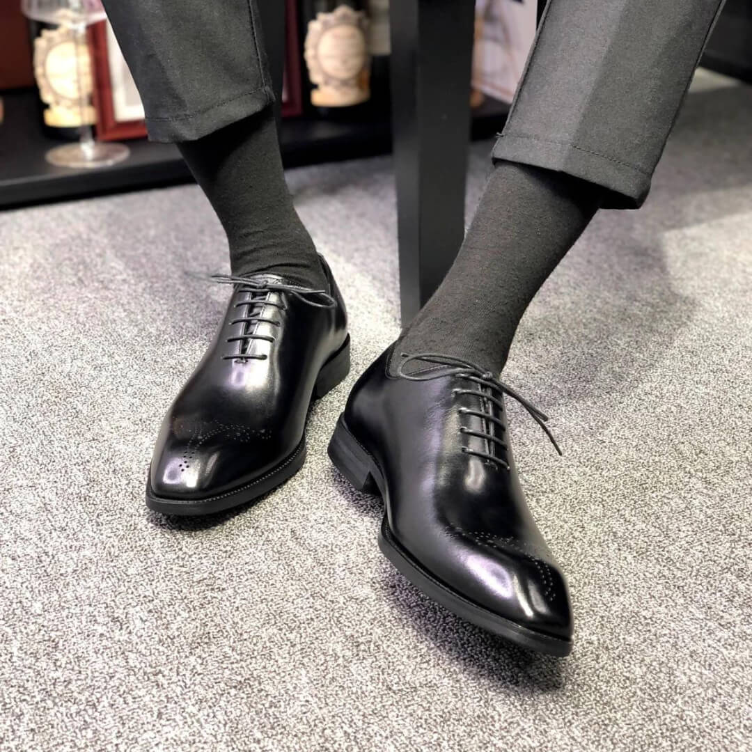 Black Wingtip Whole-cut Oxfords | Hides&Cult