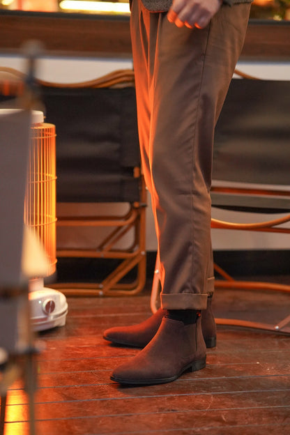 Brown Suede Side Elastic Genuine Leather Boots - CLEARANCE EVENT