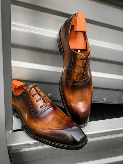 Patina Tan Derby Lace Up Shoes | Hides&Cult