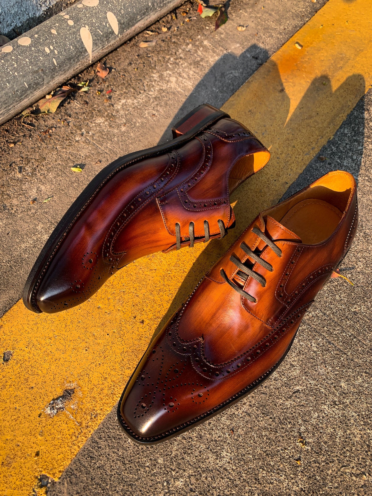 Brown Patina Lace Up Brogue Shoes | Hides&Cult