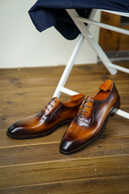 Patina Tan Derby Lace Up Shoes | Hides&Cult