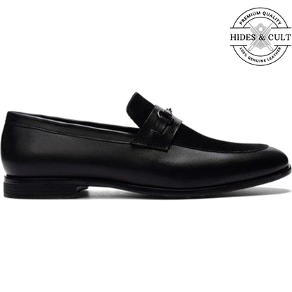 Black Buckled Leather SlipOn Loafers - CLEARANCE EVENT