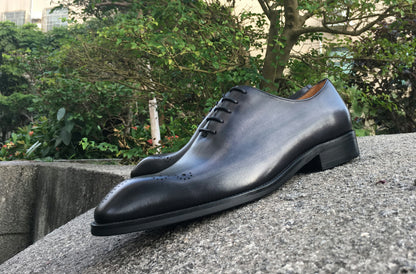 Grey Patina Finish Whole-cut Oxfords | Hides&Cult