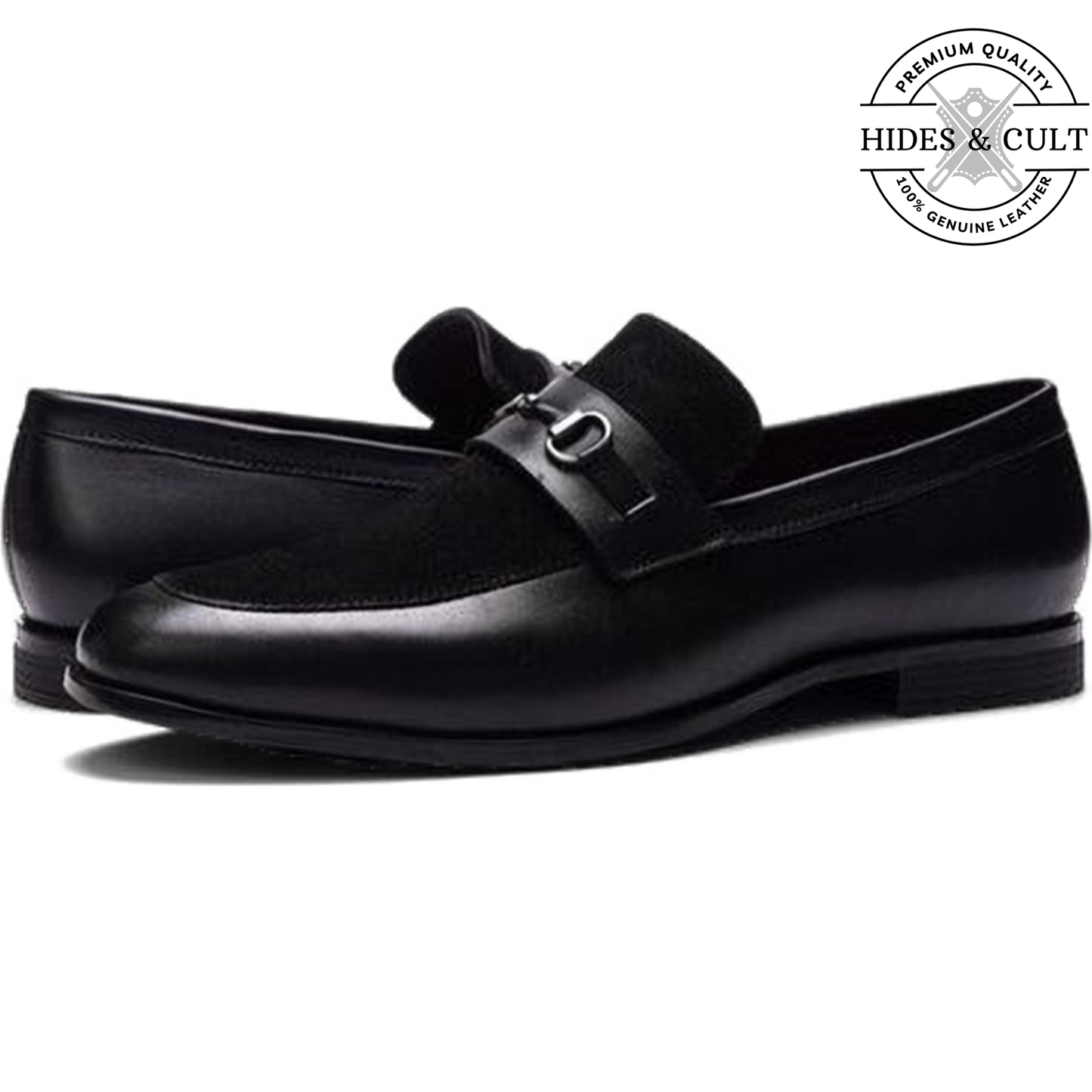 Black Buckled Leather SlipOn Loafers - CLEARANCE EVENT