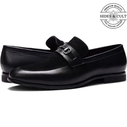Black Buckled Leather SlipOn Loafers - CLEARANCE EVENT