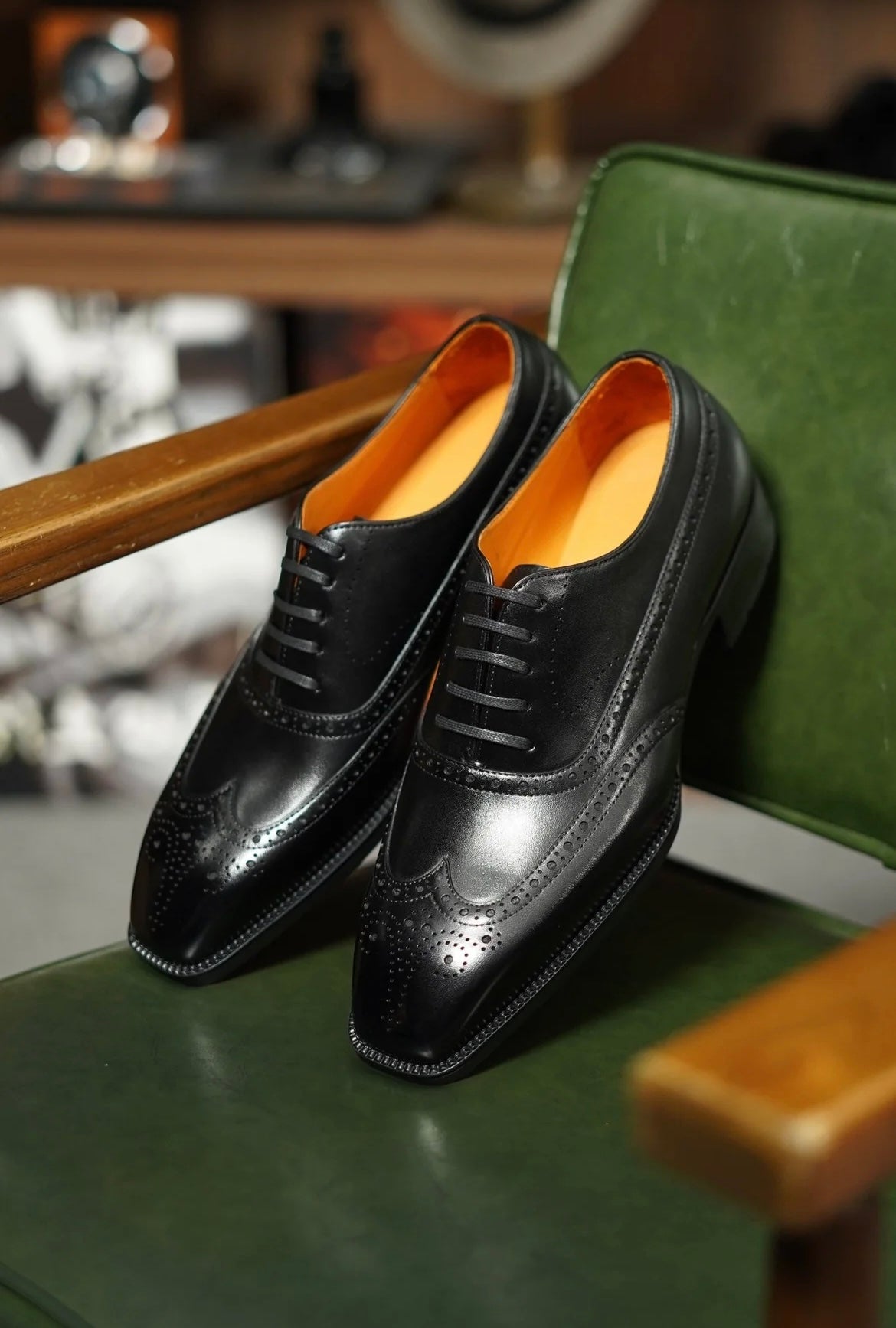 Black Full Oxford Brogue Shoes | Hides&Cult
