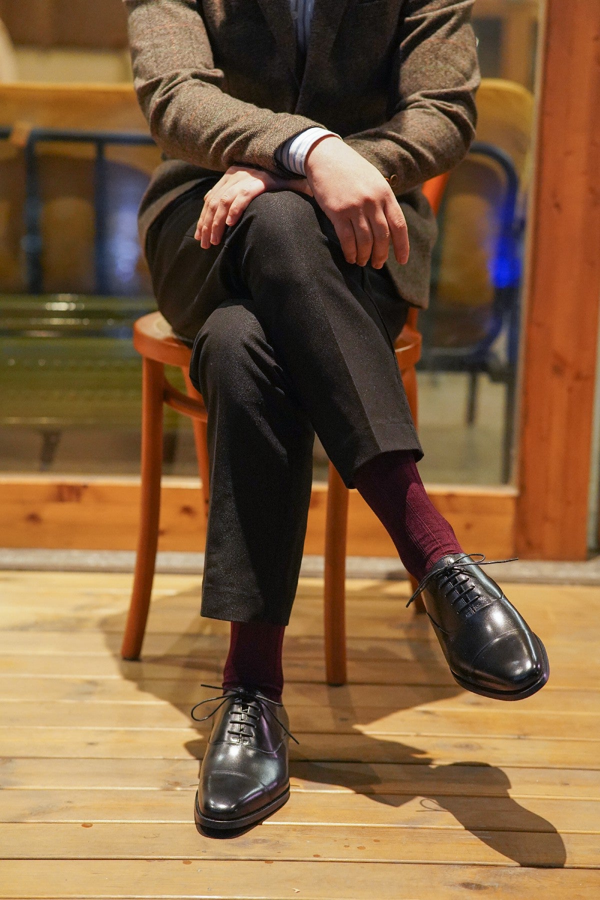 Black Cap Toe Leather Oxfords - Italian Square Toe | Hides&Cult