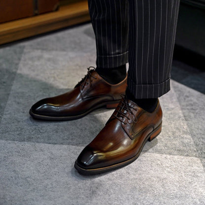 Patina Brown Lace Up Oxford Shoes | Hides&Cult