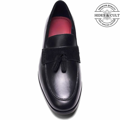 Black Tassel Leather SlipOn Loafers - CLEARANCE EVENT