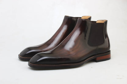 Hand Painted Patina Chelsea Boots - Vintage Brown - Clearance Sale | Hides&Cult
