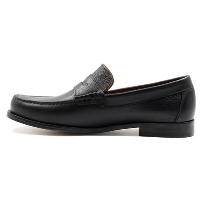 Men Black Grained Genuine Leather Moccasins | Hides&Cult