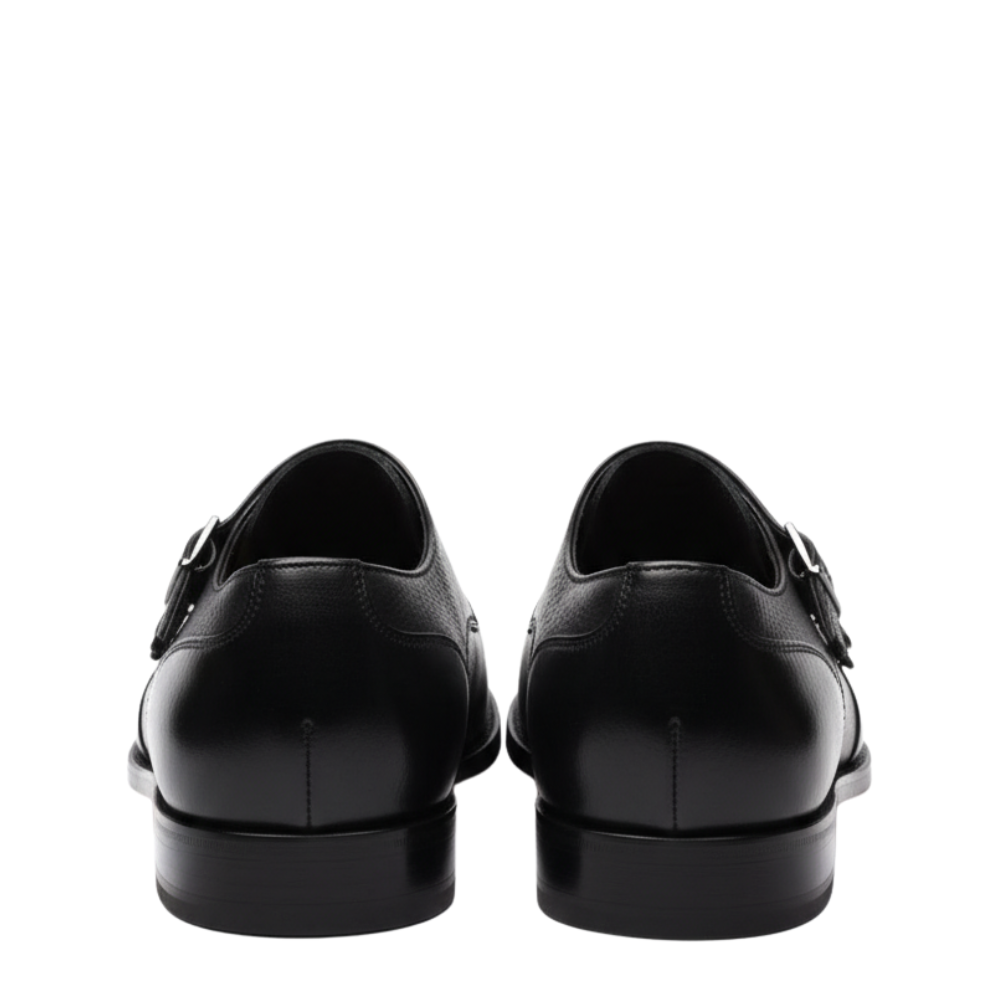 Black Double Monk Strap Milled - Croc Two Tone Shoes - CLEARANCE EVENT