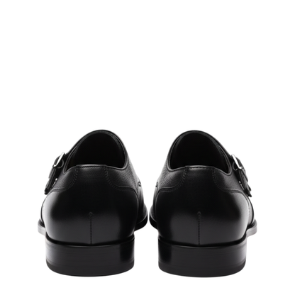 Black Double Monk Strap Milled - Croc Two Tone Shoes - CLEARANCE EVENT