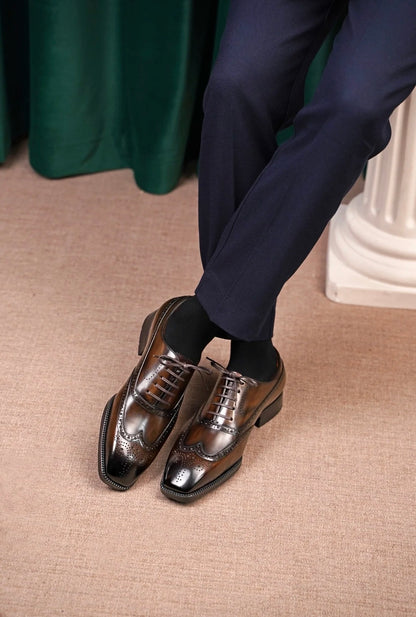 Brown Full Oxford Brogue Shoes | Hides&Cult