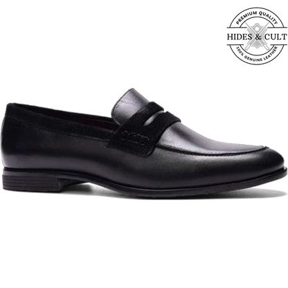 Classic Black Leather Moccasin Loafers - CLEARANCE EVENT