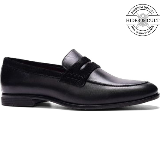 Classic Black Leather Moccasin Loafers - CLEARANCE EVENT