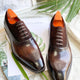 Patina Brown - Suede & Leather Brogue Derby Oxfords - Italian Square Toe | Hides&Cult