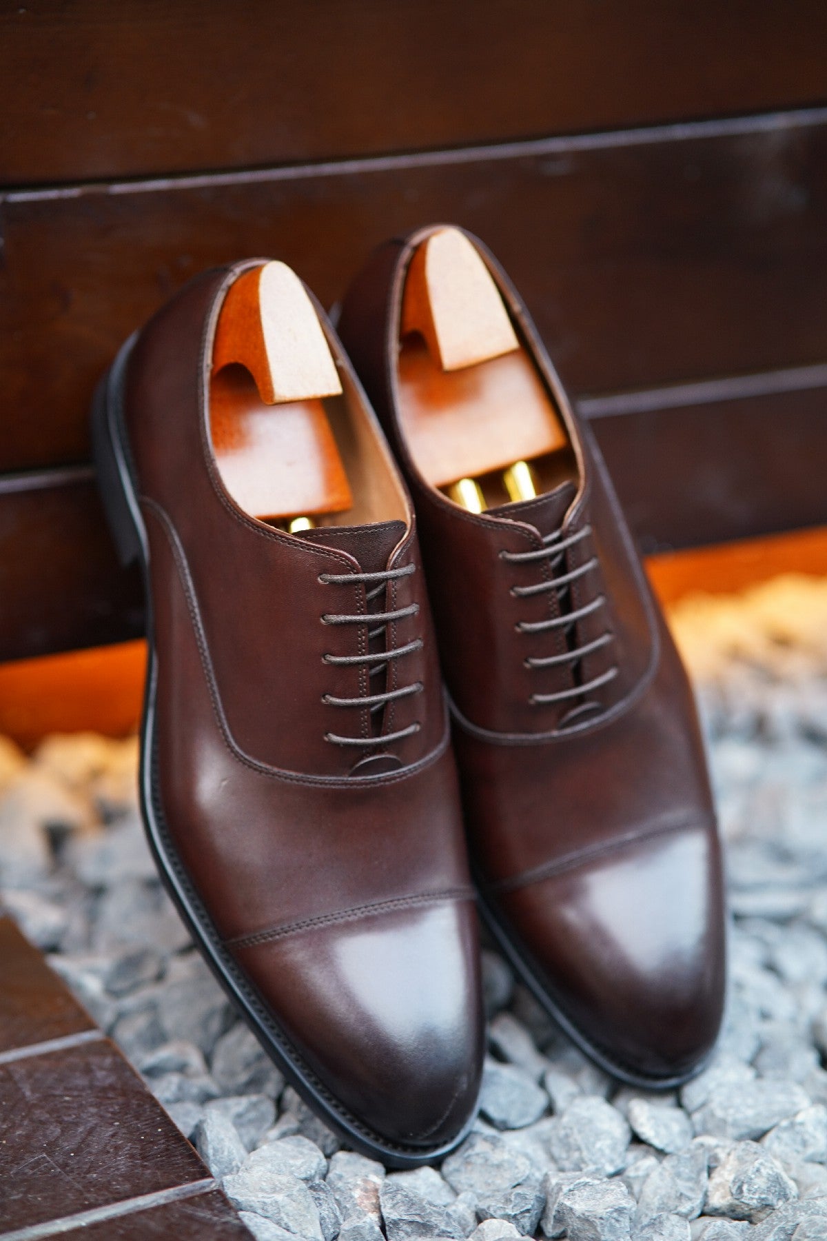 Brown Cap Toe Leather Oxfords - Round Toe | Hides&Cult