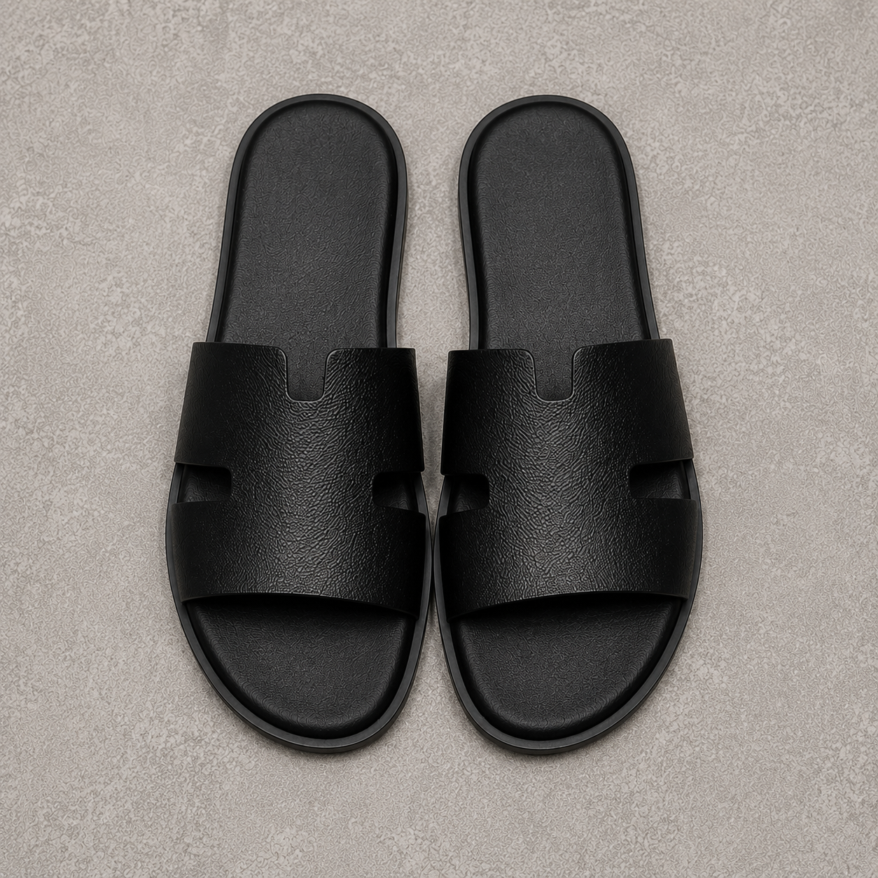 Austin Mens Slippers in Black Milled Leather | Hides&Cult
