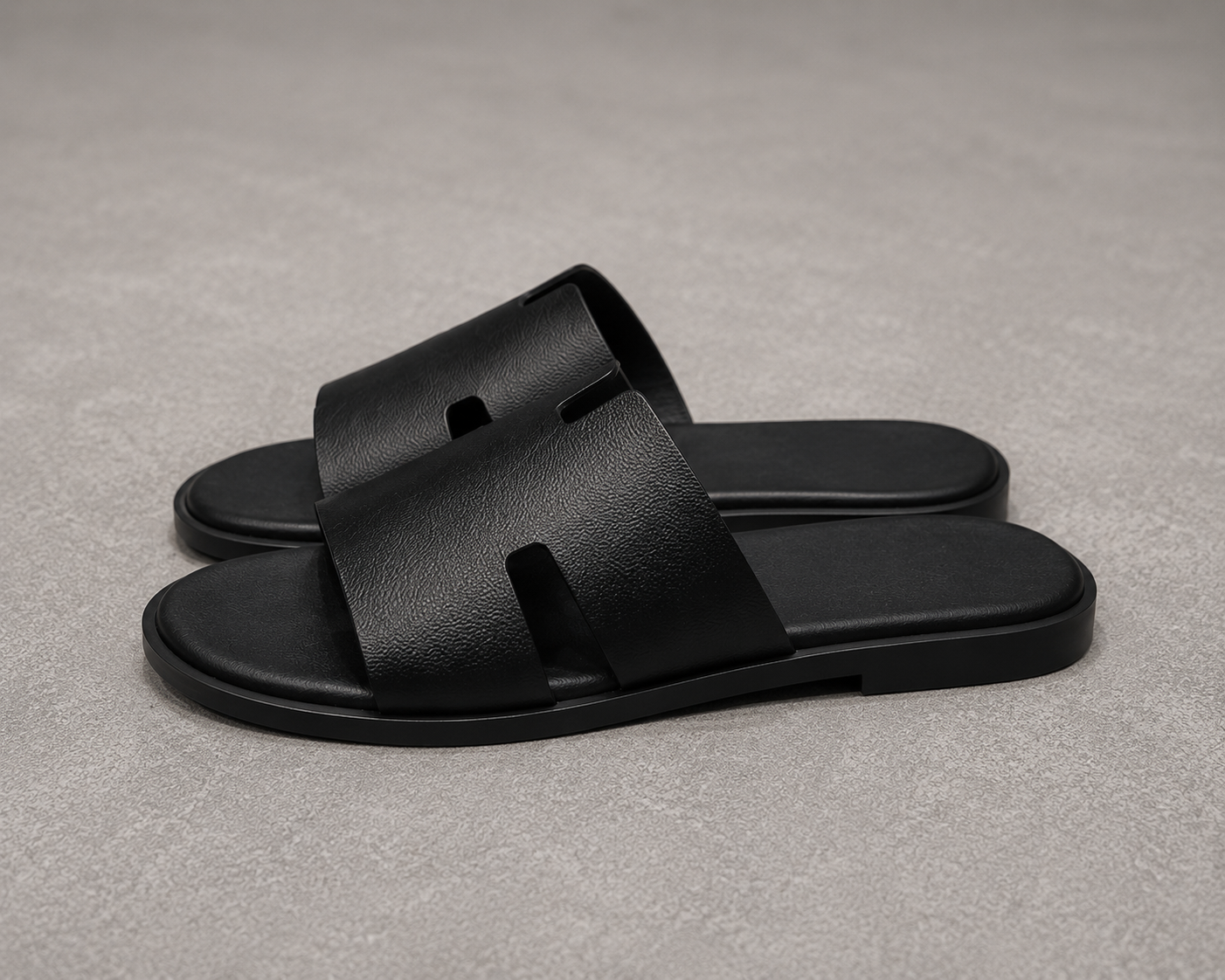 Austin Mens Slippers in Black Milled Leather | Hides&Cult