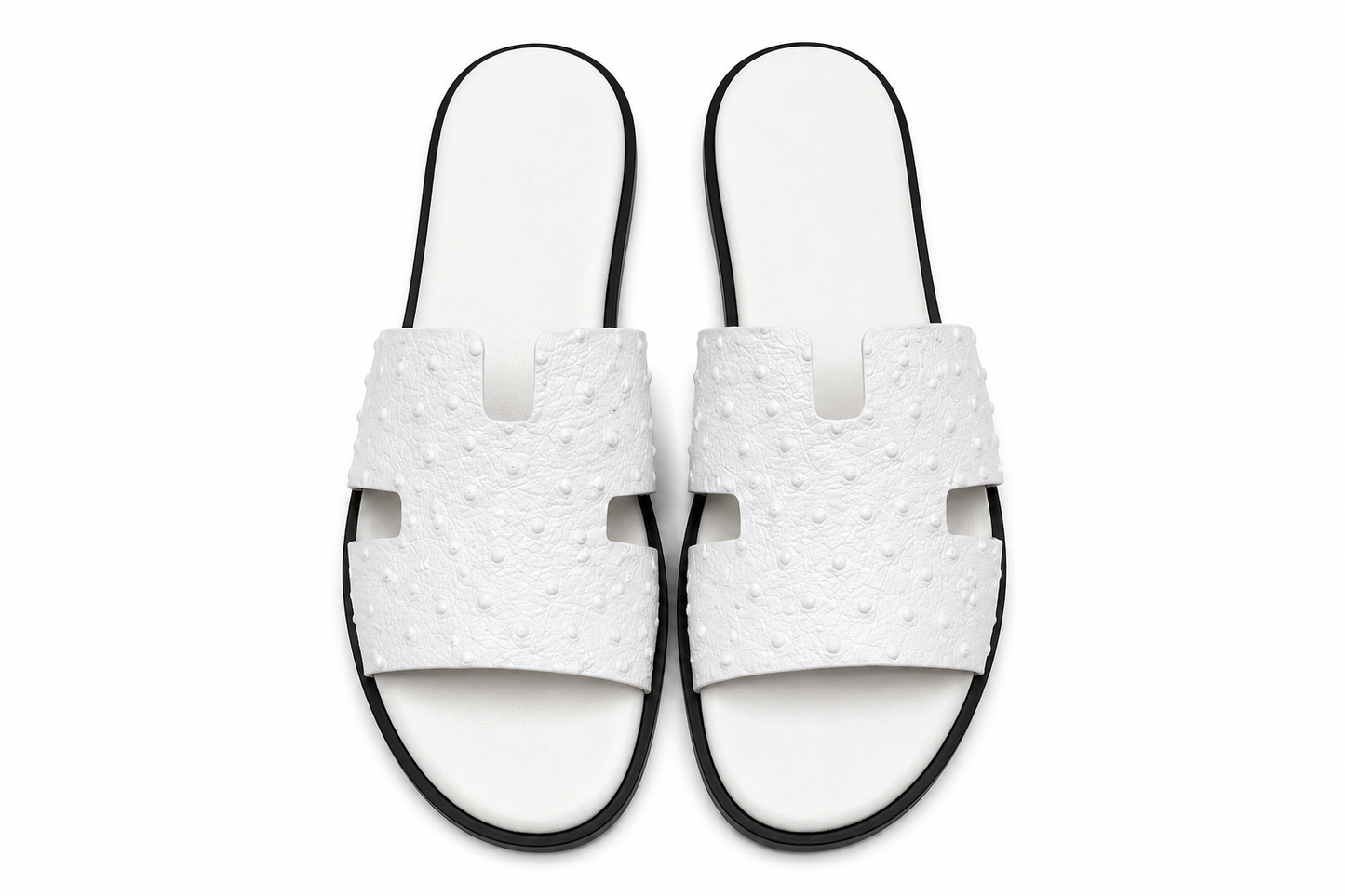 Austin Mens Slippers in White Ostrich Leather | Hides&Cult