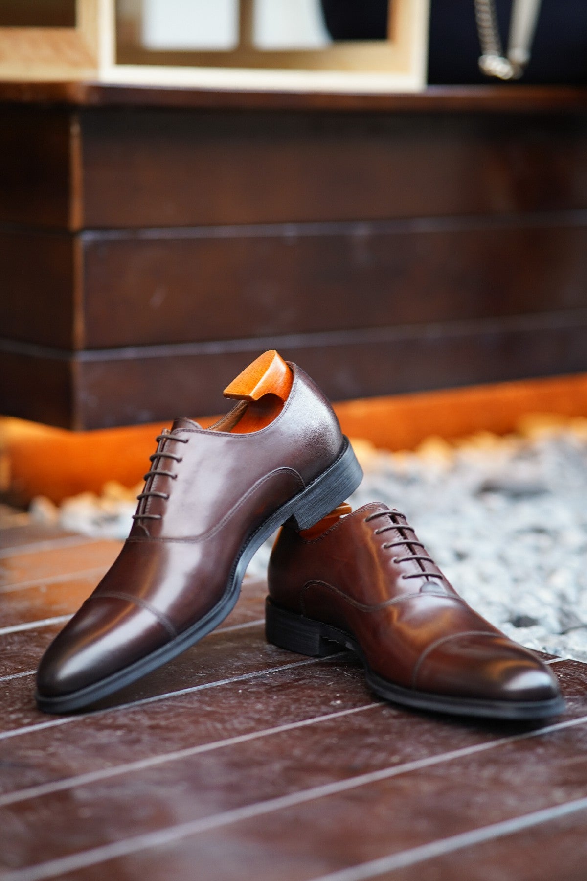 Brown Cap Toe Leather Oxfords - Round Toe | Hides&Cult