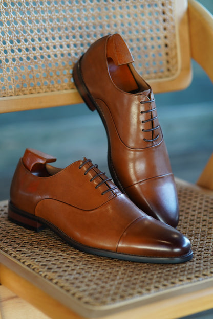 Black Cap Toe Leather Oxfords - Italian Square Toe | Hides&Cult