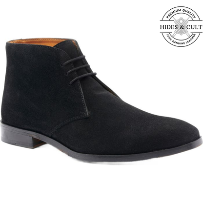 Black Suede Durable Leather Chukka Boots - CLEARANCE EVENT