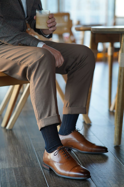 Black Cap Toe Leather Oxfords - Italian Square Toe | Hides&Cult