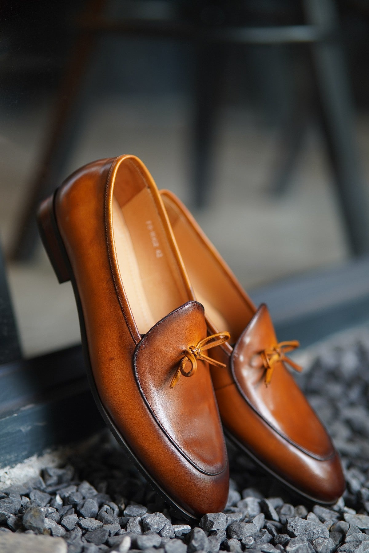 Tan Hand Painted Patina Casual Wedding Tassel Slip On Loafers | Hides&Cult