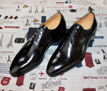 Black Derby Lace Up Shoes - Pointed Toe | Hides&Cult