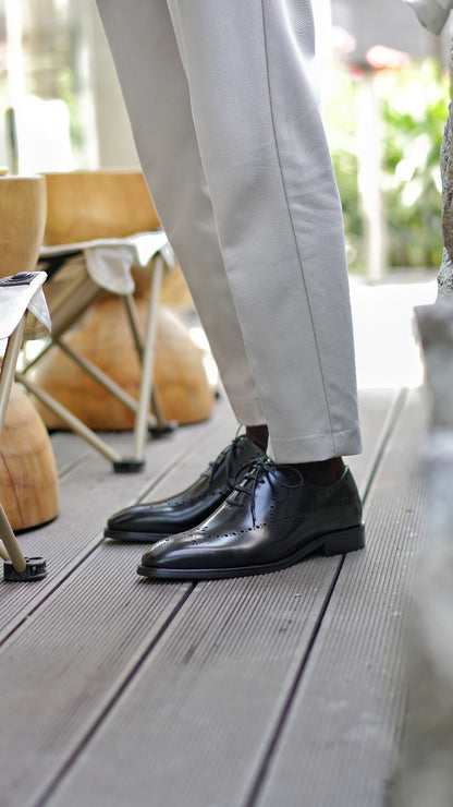 Black Luxury Italian Brogue Shoes | Hides&Cult