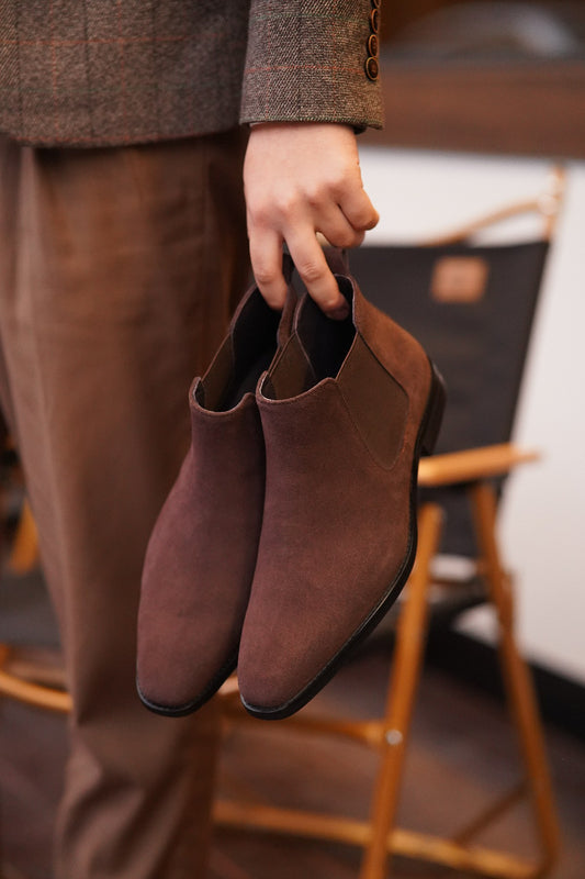 Brown Suede Side Elastic Genuine Leather Boots | Hides&Cult