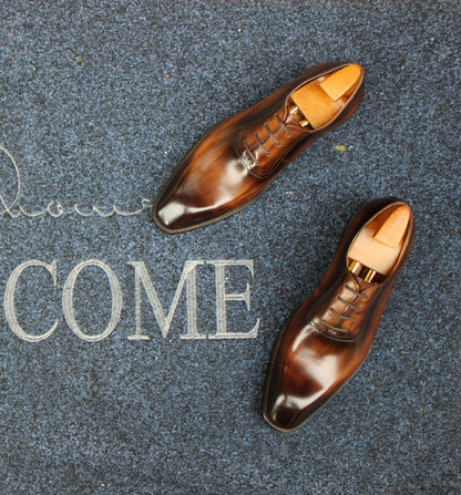 Patina Tan Derby Lace Up Shoes | Hides&Cult